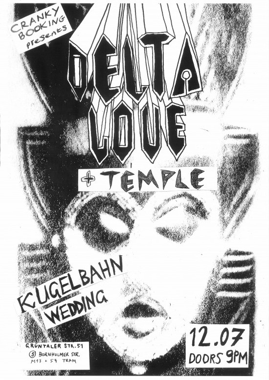Delta Love + Temple at Kugelbahn Wedding, live music in Berlin. Delta Love + Temple at Kugelbahn Wedding, Berlin Gig. Temple smoky carrot post tempus Kugelbahn Wedding kugelbahn indie gigs tonight gigs in berlin tonight from under your kitchen sessions delta love backdoor Delta Love . rock psychedelic psych rock post punk new wave 2 lo fi indie garage rock